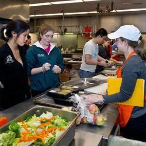 Each week, volunteers prepare and deliver hundreds of meals to elderly and disabled residents in the areas surrounding the University.