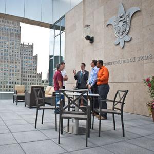 A view of downtown from Scott Hall, the current location of the School of Law.